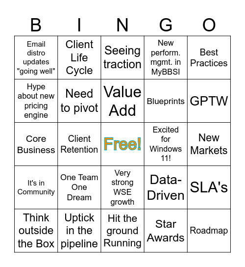 All Call Bingo Card