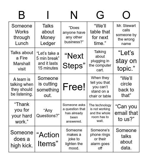 PD Day Bingo Card