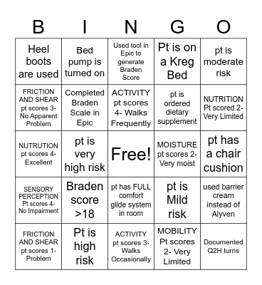 Braden Bingo Card