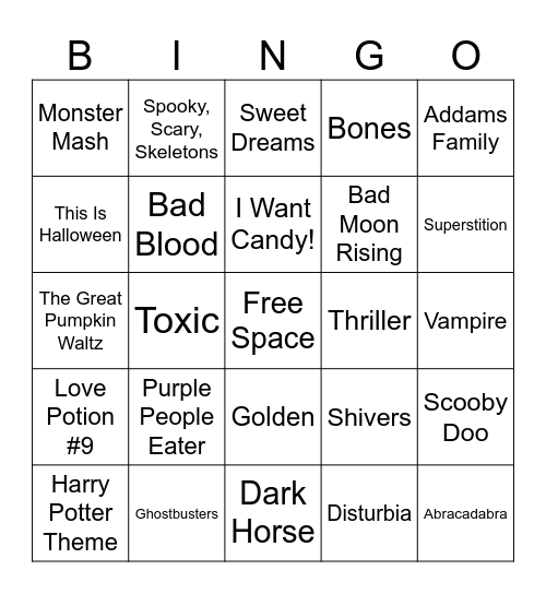 Halloween Bingo Card