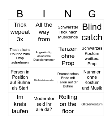 Open Stage Donnerstag Bingo Card