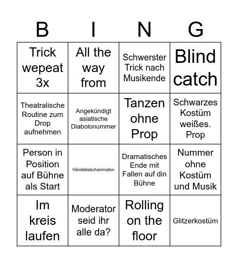 Open Stage Donnerstag Bingo Card