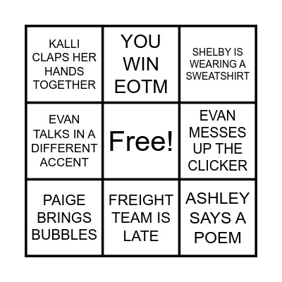 SCHEELS OWNER'S MEETING BINGO Card