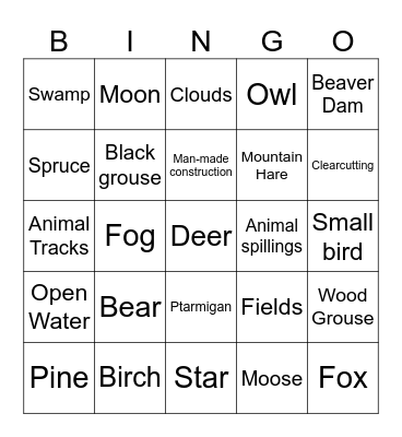 Moose Bingo Card
