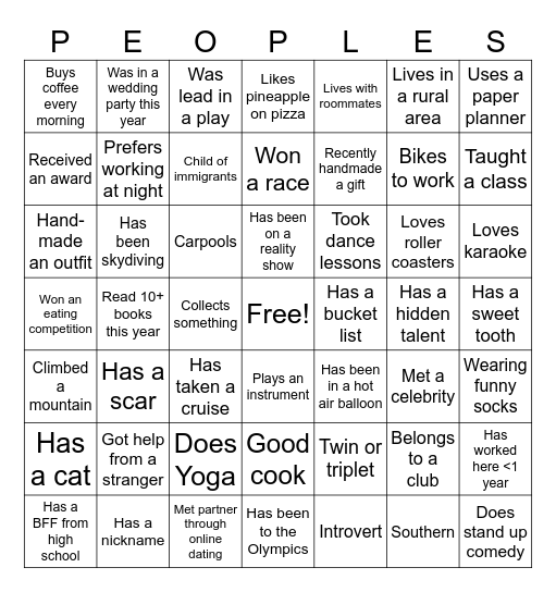 Find someone who... Bingo Card