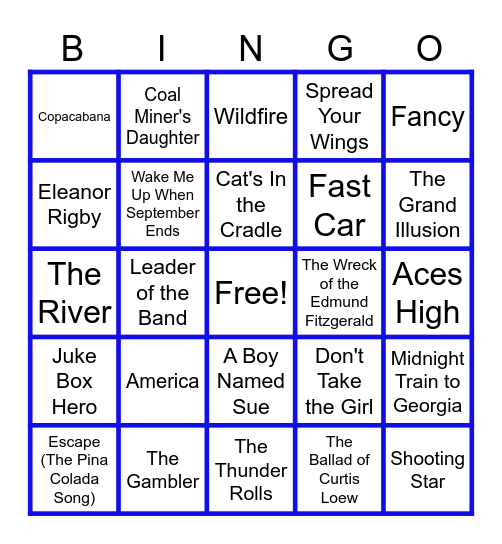 MUSIC BINGO at the Ann Arbor Eagles! Tell Me a Story! Bingo Card