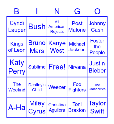 Guess the OG Artist from the Cover Bingo Card