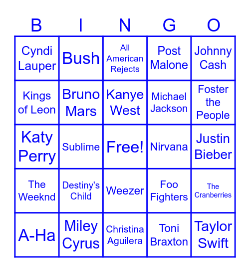 Guess the OG Artist from the Cover Bingo Card