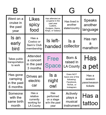 Birthday Bingo Card