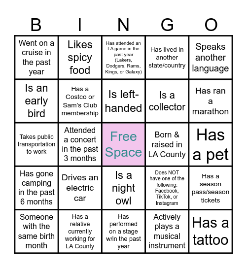 Birthday Bingo Card