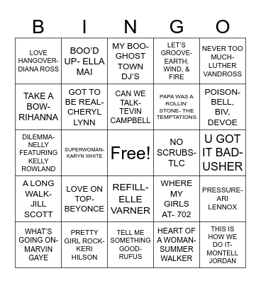 Musical Bingo Card