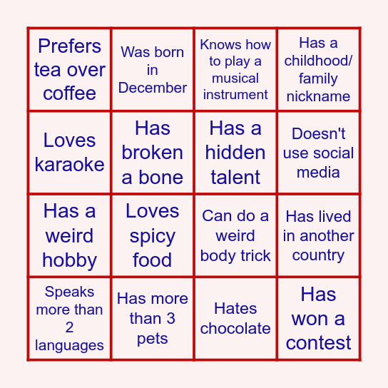 H2A Social Hour! Bingo Card