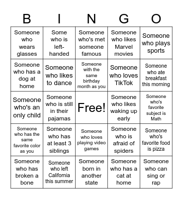 Human Bingo Card