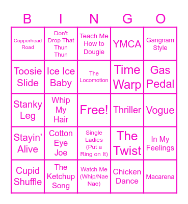 Let's Dance! Bingo Card