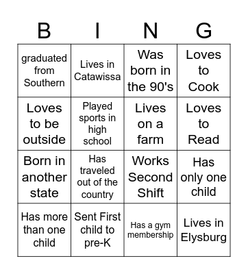 Pre-K Open House Bingo Card