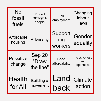 WAC Bingo Card