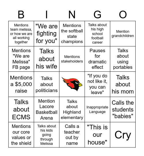 Convocation Bingo Card