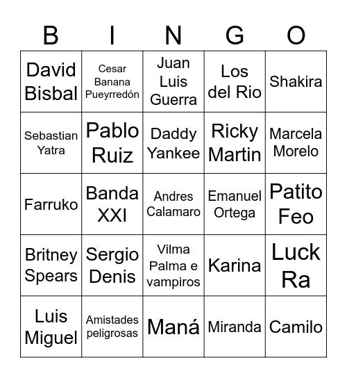 Bingo Musical 🎶 Bingo Card