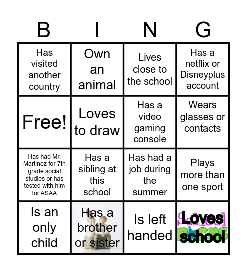 Mr. Martinez's Bingo Card