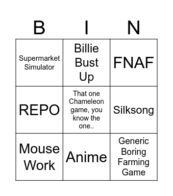 INDIE Bingo Card