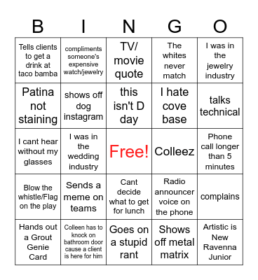 Eric's sales spiel Bingo Card