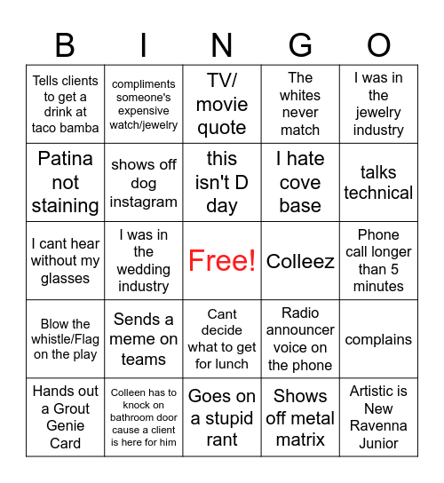 Eric's sales spiel Bingo Card