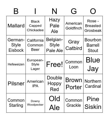 BIRD AND BEER BINGO Card