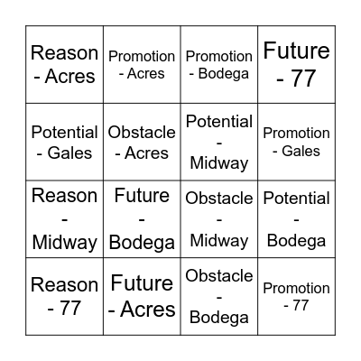 CHAMBER FALL BINGO Card