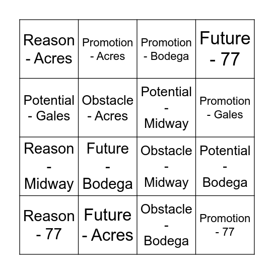 CHAMBER FALL BINGO Card