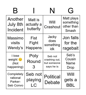 Senior Bingo Card