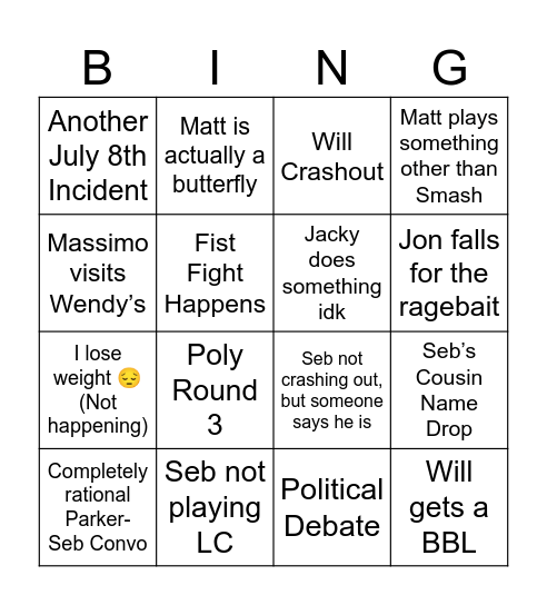Senior Bingo Card