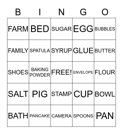 PANCAKE BINGO Card