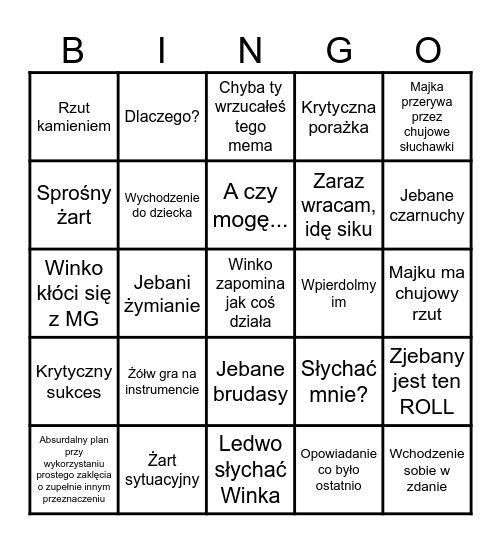 SESYJKOWE Bingo Card