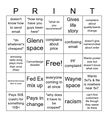 Closing Bingo Card