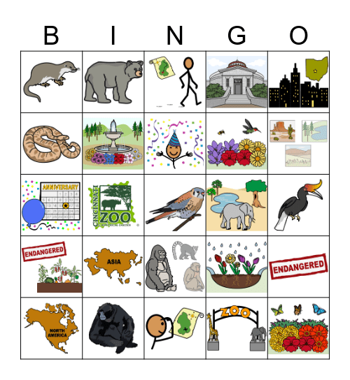 Cincinnati Zoo Bingo Card