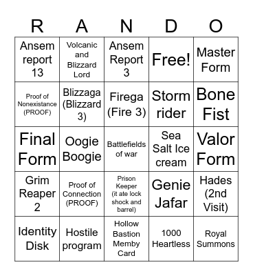 FF3 KH Rando card! Bingo Card