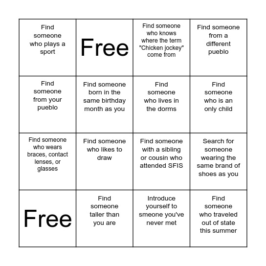Get to Know Your Classmates Bingo! Bingo Card