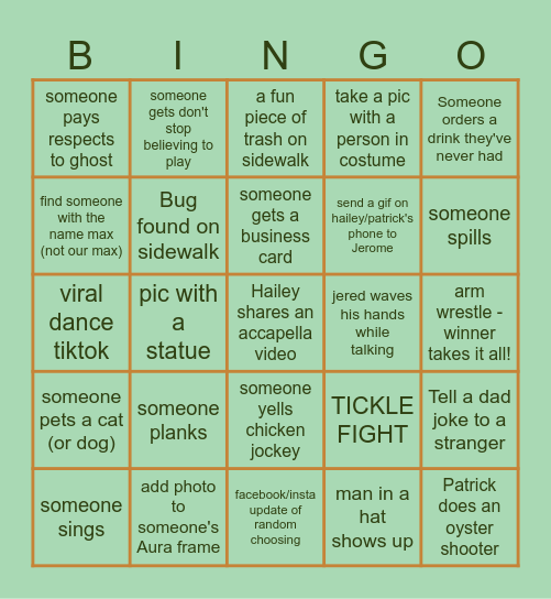 PAT AND HAIL'S BACH PARTY Bingo Card