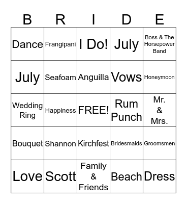 Kirchfest 2013 Bingo Card