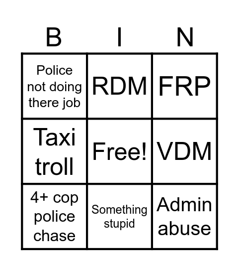 Mano bingo Card