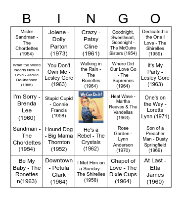Girl Power Bingo Card