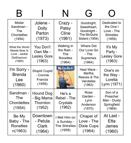 Girl Power Bingo Card