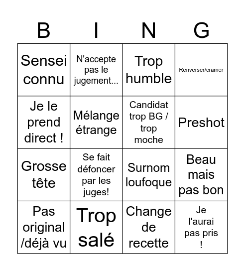Choque des tocs Bingo Card