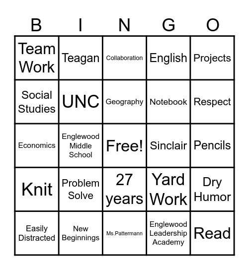 Untitled Bingo Card
