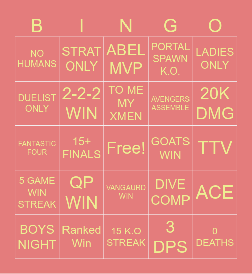 RIVALS BINGO Card