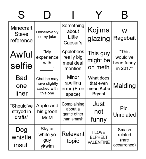 Upset Twitter Bingo Card