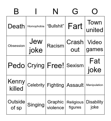 South park Bingo Card