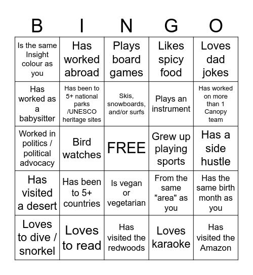 Find someone who... Bingo Card