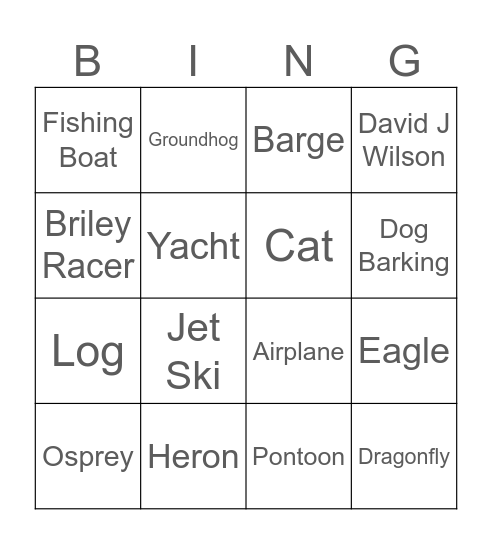 Stone's End Bingo Card