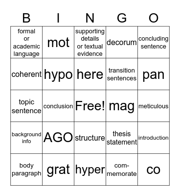 Untitled Bingo Card
